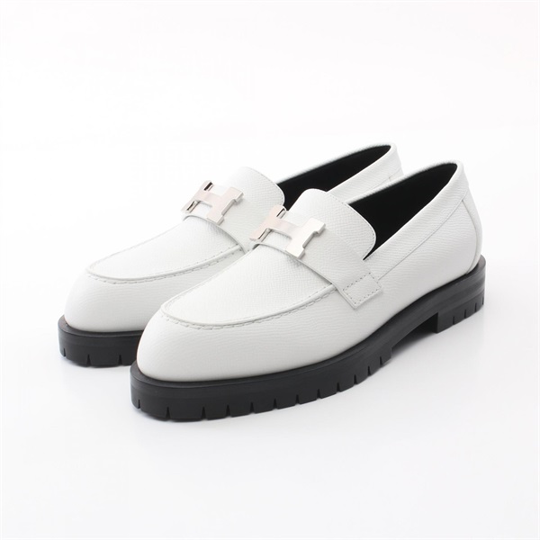 HERMES Fauve loafers shoes #34.5 shoes flats Epsom White Used Women