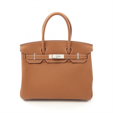 HERMES Birkin 30 Hand bag W Togo leather Gold brown SHW