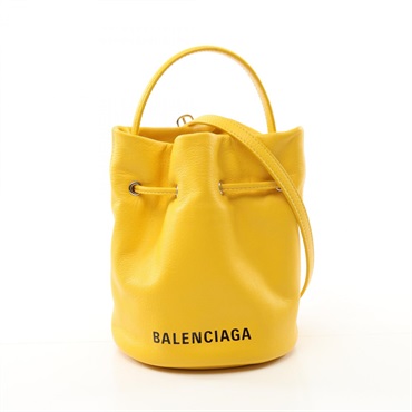 BALENCIAGA Everyday Bucket Bag XS 2way Handbag 638342 leather Yellow Used Women