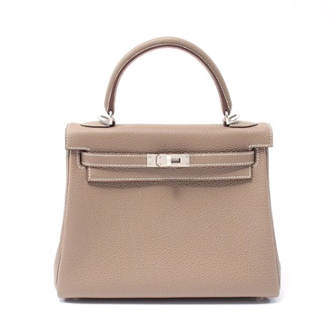 HERMES Kelly 25 2way Handbag Togo leather  Brown Etoupe Grey Used Women SHW