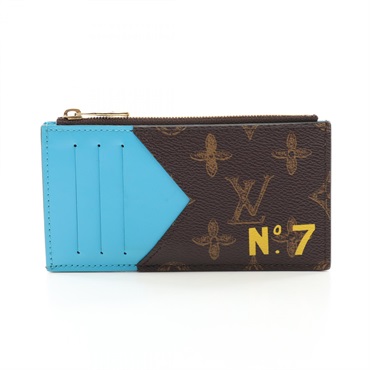 LOUIS VUITTON Coin card holder No.7 M81256 Monogram canvas Brown Blue Used mens
