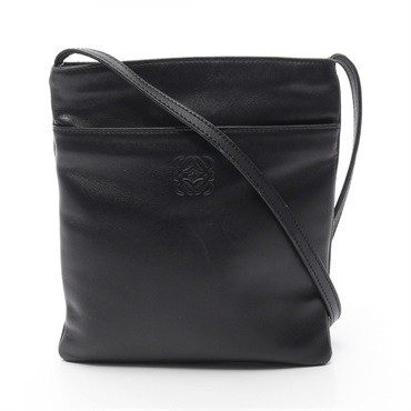 LOEWE Anagram Sacoche Crossbody Shoulder Bag leather Black Used Women