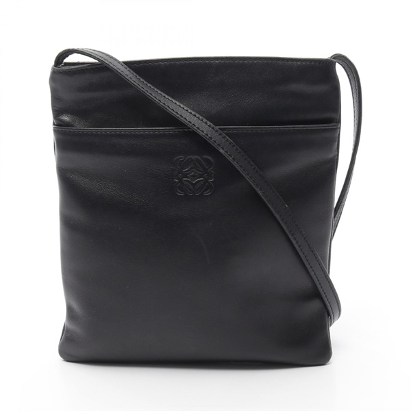 LOEWE Anagram Sacoche Crossbody Shoulder Bag leather Black Used Women