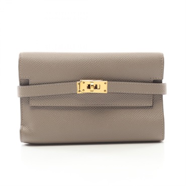 HERMES Kelly wallet medium Tri-fold wallet Epsom leather Beige Used Women GHW C