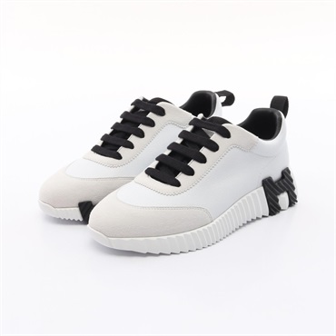 HERMES bouncing sneakers shoes #35 leather Suede White Black