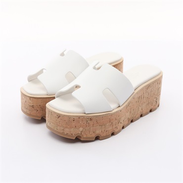 HERMES Eze Sandals #34 sabot shoes leather White Used