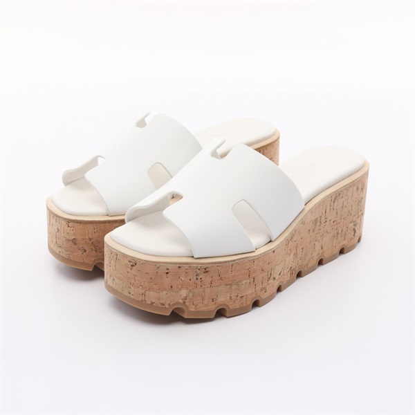 HERMES Eze Sandals #34 sabot shoes leather White Used