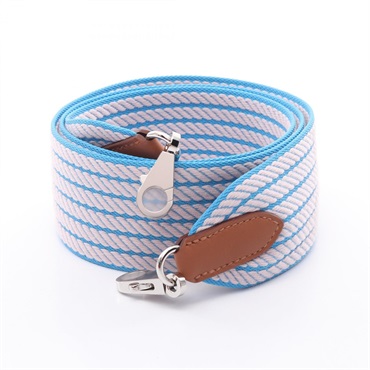 HERMES Bandouliere Sangle Cordage Shoulder strap Toile Swift leather Blue Pink W
