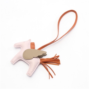 HERMES Rodeo Pegasus PM charm Agneau milo Swift leather Pink Brown used W women
