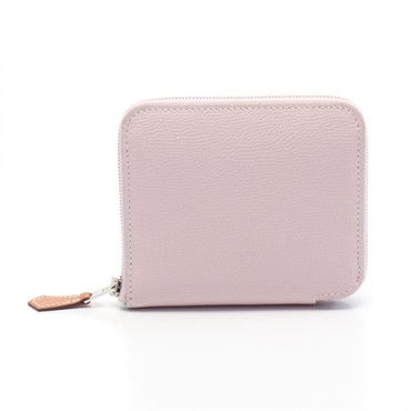 HERMES Azap compact silk in Round wallet Epsom leather mauve pail Used Women W