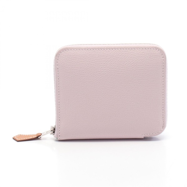 HERMES Azap compact silk in Round wallet Epsom leather mauve pail Used Women W