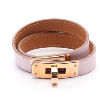 HERMES Kelly Double Tours Bracelet 15cm Swift leather mauve pale PGHW Used