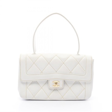 CHANEL Wild stitch top handle Handbag leather White Used Women GHW CC Coco