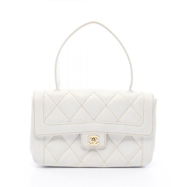 CHANEL Wild stitch top handle Handbag leather White Used Women GHW CC Coco