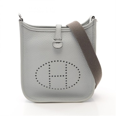 HERMES Evelyne TPM Amazon Shoulder Bag Clemence leather Blue Etain Used SHW U
