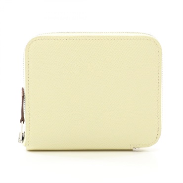 HERMES Azap compact SilkIn around wallet purse W Epsom Jaune milton Used SHW