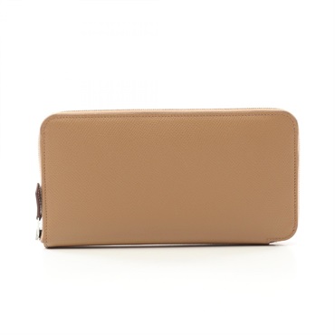 HERMES Azap long SilkIn Around long wallet purse U Epsom Calfskin Chai Used SHW