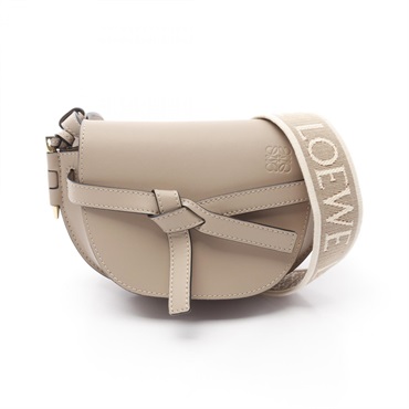 LOEWE Gate dual mini Shoulder Bag A650N46X13 leather Beige Used Women