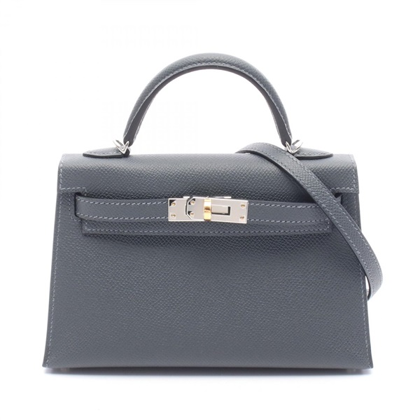 HERMES Mini Kelly 2 Hand shoulder bag W Epsom gris misty