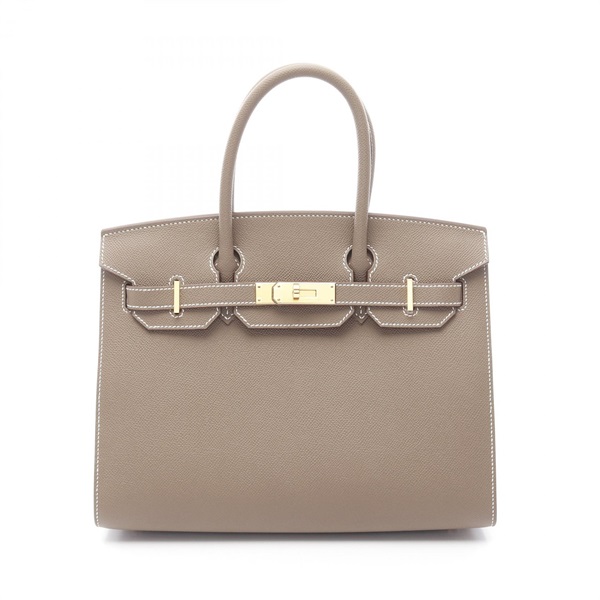 HERMES birkin Selllier 30 Handbag W Epsom leather Grey Used GHW