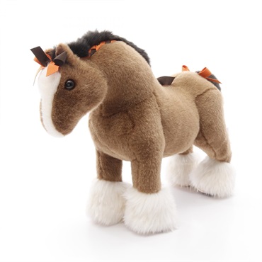 HERMES Elmy PM Horse pony Plush Doll 400055M Suede acrylic Brown White Used