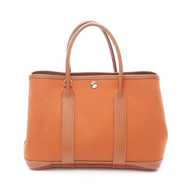 HERMES Garden party TPM Tote hand Bag I Toile officier Potiron orange Used SHW