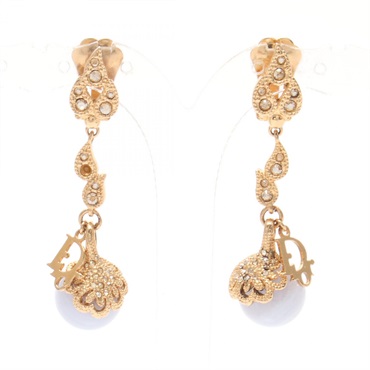 Christian Dior clip Earrings Gold Plated Colored stone Blue Used