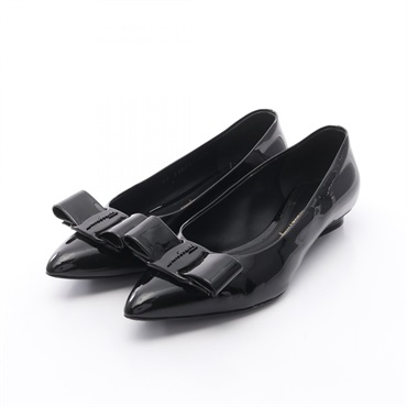 Salvatore Ferragamo Vara Ribbon Flats Pumps Patent leather Black #6.5 Used Women