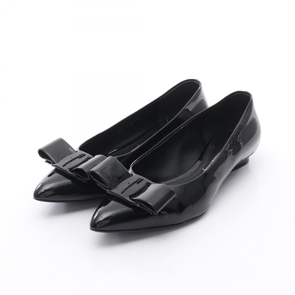 Salvatore Ferragamo Vara Ribbon Flats Pumps Patent leather Black #6.5 Used Women