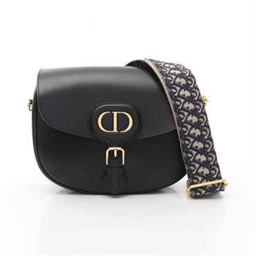 Christian Dior BOBBY Large Crossbody Shoulder Bag Leather Black Used Women CD