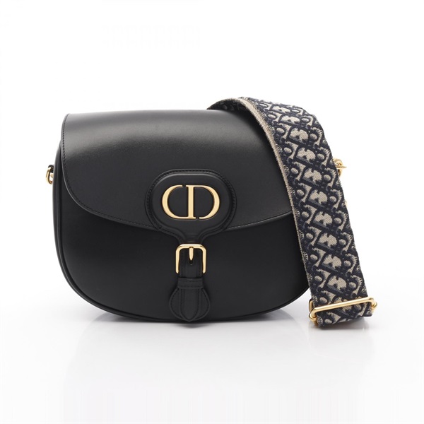 Christian Dior BOBBY Large Crossbody Shoulder Bag Leather Black Used Women CD