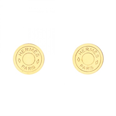 HERMES Sellier Earring Gold Plated Used women