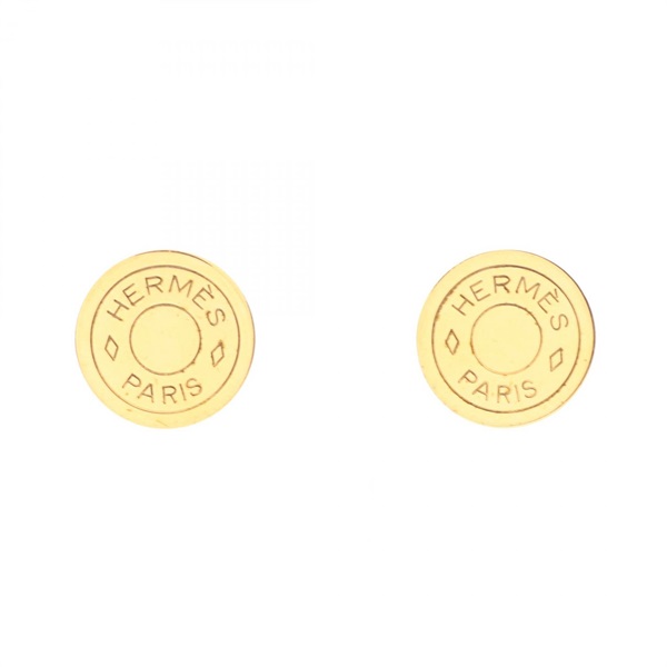 HERMES Sellier Earring Gold Plated Used women