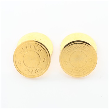 HERMES Sellier cuffs cufflinks Gold Plated Used Women