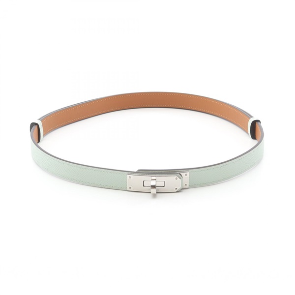 HERMES Kelly belt leather Green Used Women W SHW
