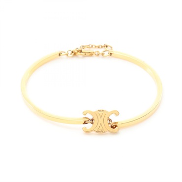 CELINE Triomphe Articulated Bracelet bangle 46Z67 Gold Plated Used Women