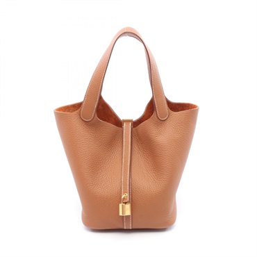 HERMES Picotin Lock MM Hand tote bag W Taurillon Clemence Gold GHW