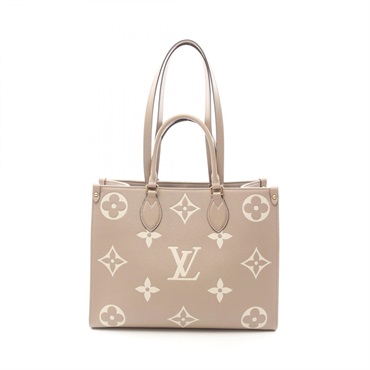 LOUIS VUITTON On the Go MM Bicolor Tote Bag M45494 Monogram empreinte Beige LV