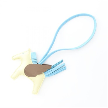 HERMES Rodeo Pegasus PM Bag charm Agneau milo Swift leather Yellow Blue used W