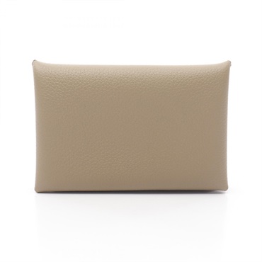 HERMES Calvi coin purse Evercolor leather Beige Marfa Used Women W SHW