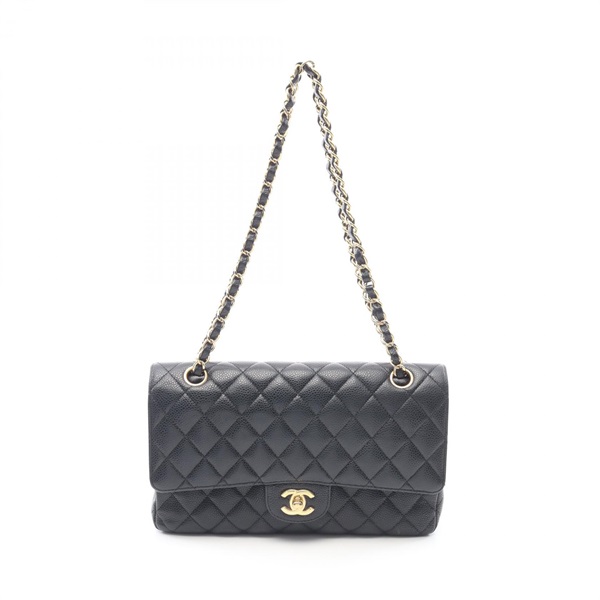 CHANEL Matelasse W flap chain Shoulder Bag A01112 Calfskin Black GHW Used COCO