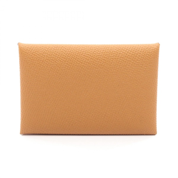 HERMES Calvi coin purse card holder Y Epsom leather Brown Sesame Used Women SHW