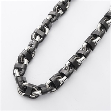 HERMES Chaine Maillon Necklace Stainless Steel ceramic Black Used unisex