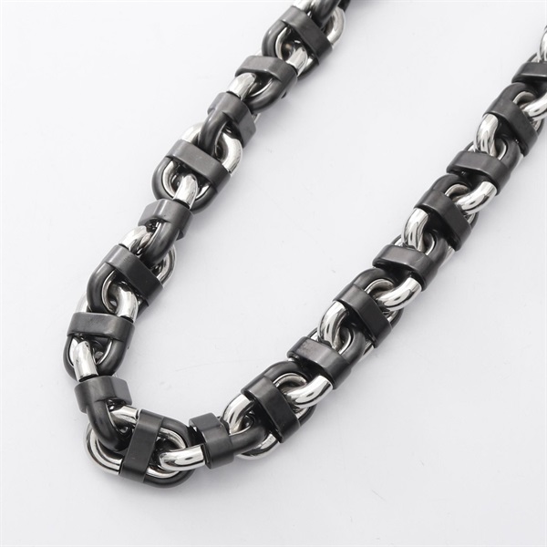 HERMES Chaine Maillon Necklace Stainless Steel ceramic Black Used unisex