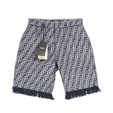 FENDI Zucca Denim Tassel Hem Short Pants FLP307 Cotton Navy Gray #30 Used Mens