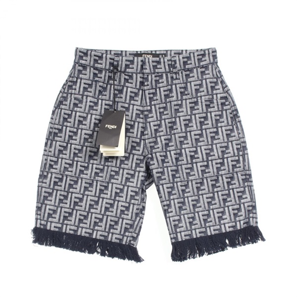 FENDI Zucca Denim Tassel Hem Short Pants FLP307 Cotton Navy Gray #30 Used Mens