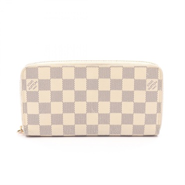 LOUIS VUITTON Zippy Long Wallet Purse N60019 Damier Azur Canvas White Used LV