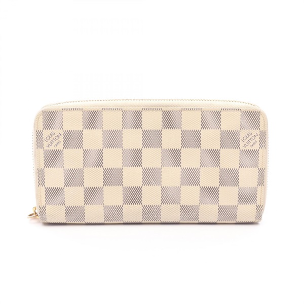 LOUIS VUITTON Zippy Long Wallet Purse N60019 Damier Azur Canvas White Used LV