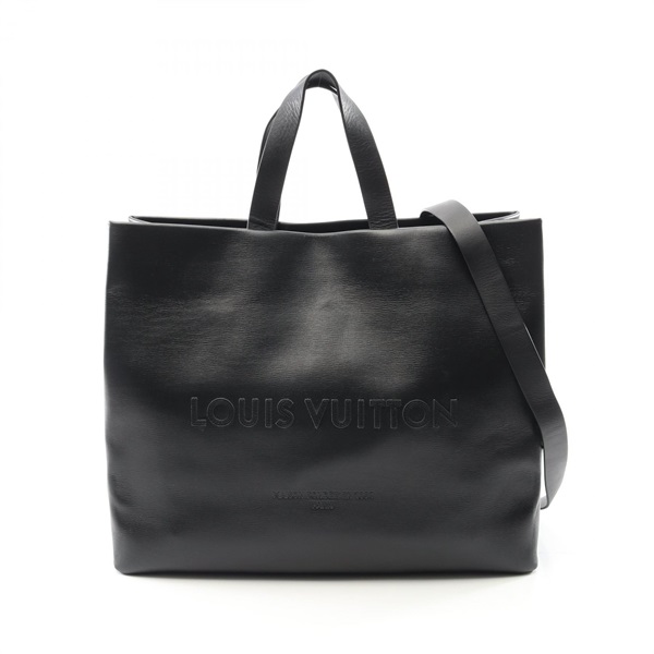 LOUIS VUITTON Shopper Tote MM Handbag M13979 leather Black Noir Used mens LV