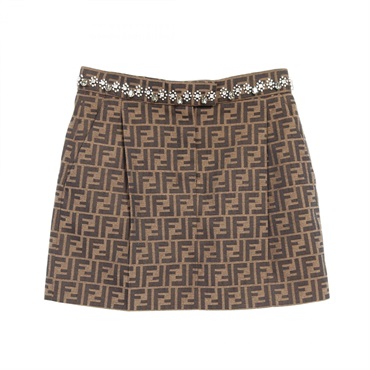 FENDI Zucca Pattern skirt FQ7543A5W3F118W Polyester Brown Black #IT40 Used Women